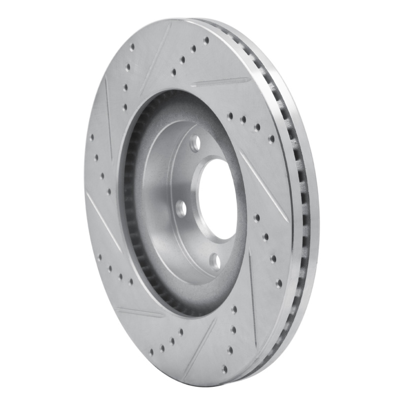 Ford Edge Brake Rotor (1) - Front Right - R1 Concepts - Drilled & Slotted - Silver - `07-`15